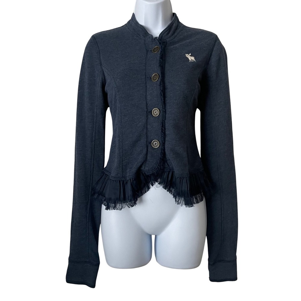Vintage Y2K Abercrombie & Fitch Cardigan Large Peplum Button Front Ruffle Jacket